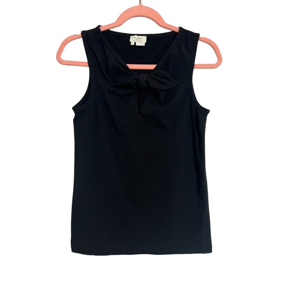 Kate Spade Size S Black top bow front keyhole top cotton blend sleeveless - Picture 5 of 12